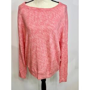 Anthropologie NWT Pink Melon Rose Long Sleeve Top Thermal Size M Cotton Batwing